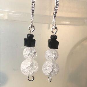 Elegant Black and White Dangle Earrings